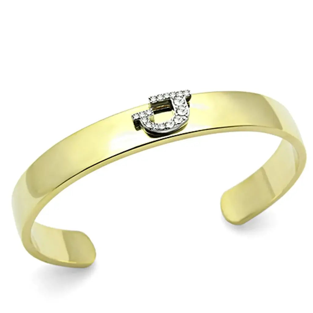 Alamode Gold+Rhodium White Metal Bangle with Top Grade Crystal in Clear - Alamode - Flyclothing LLC