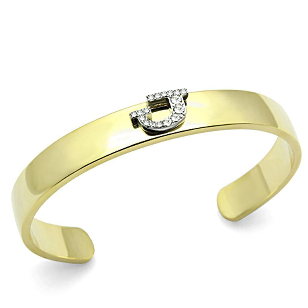 Alamode Gold+Rhodium White Metal Bangle with Top Grade Crystal in Clear - Alamode