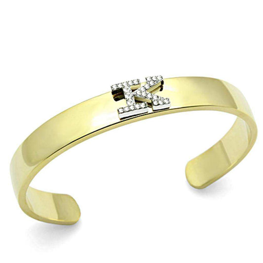 Alamode Gold+Rhodium White Metal Bangle with Top Grade Crystal in Clear - Alamode - Flyclothing LLC