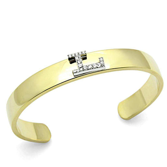 Alamode Gold+Rhodium White Metal Bangle with Top Grade Crystal in Clear - Alamode - Flyclothing LLC