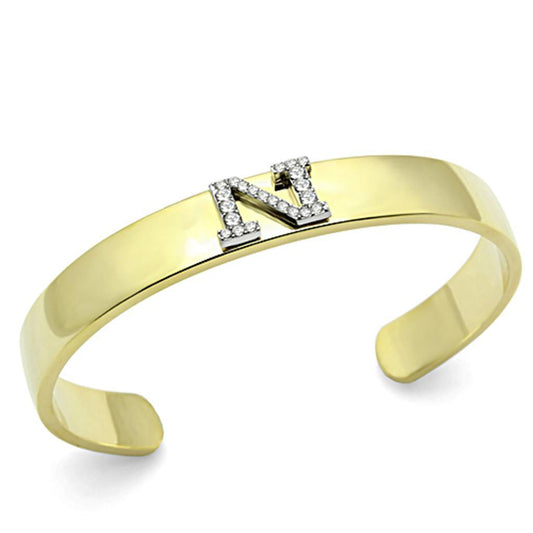 Alamode Gold+Rhodium White Metal Bangle with Top Grade Crystal in Clear - Alamode