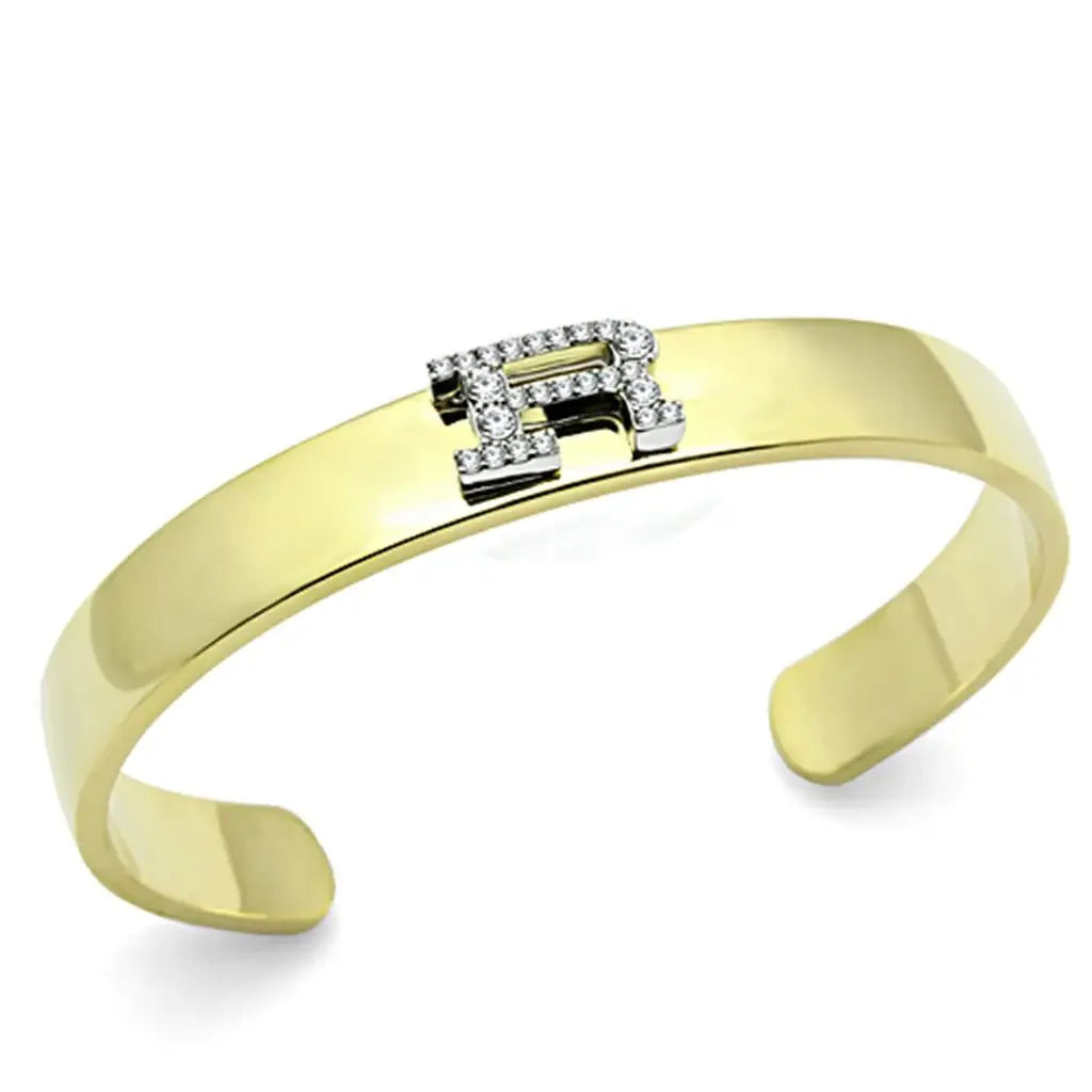 Alamode Gold+Rhodium White Metal Bangle with Top Grade Crystal in Clear - Alamode - Flyclothing LLC