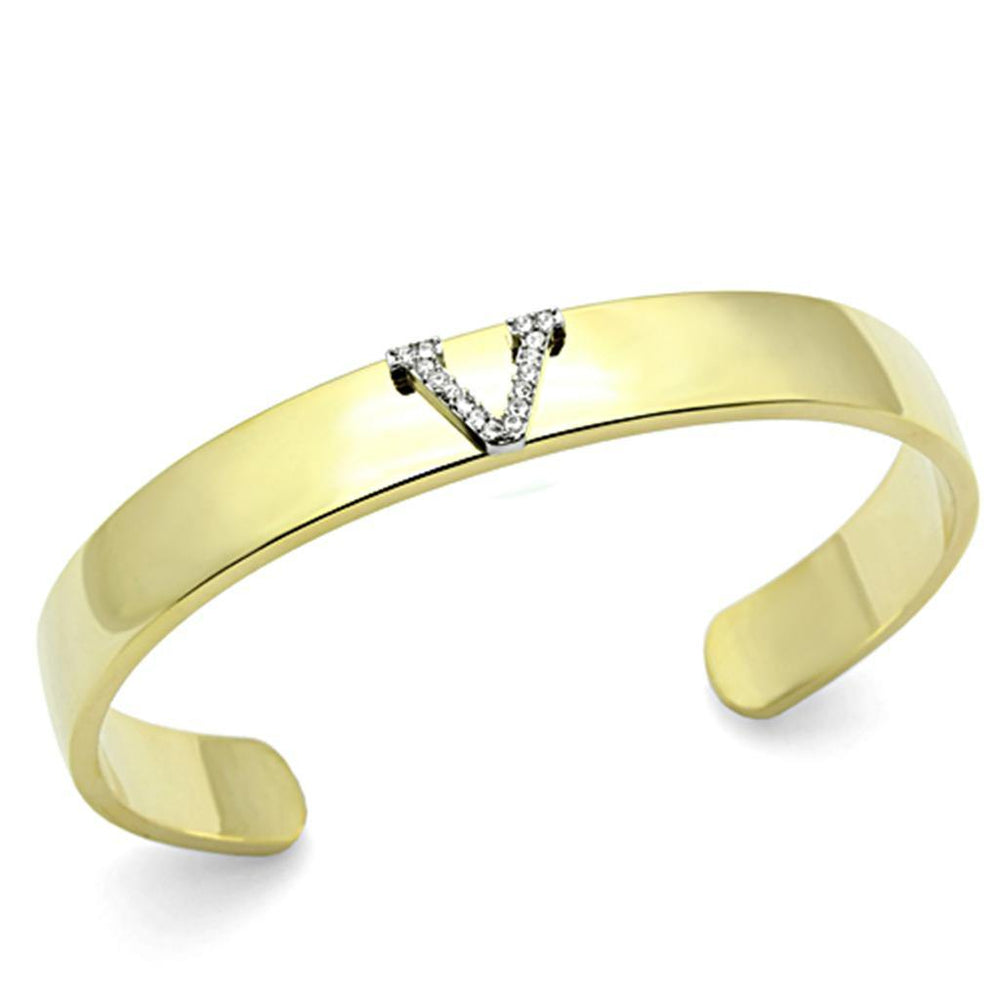 Alamode Gold+Rhodium White Metal Bangle with Top Grade Crystal in Clear - Alamode