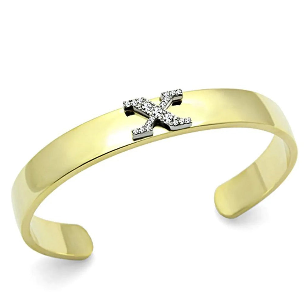 Alamode Gold+Rhodium White Metal Bangle with Top Grade Crystal in Clear - Alamode