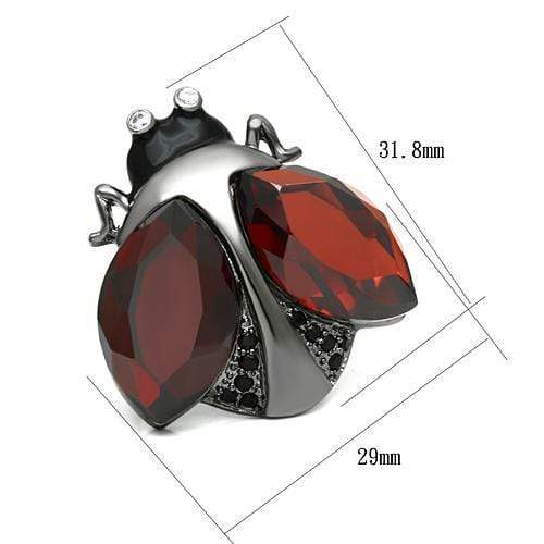 Alamode Ruthenium Brass Ring with AAA Grade CZ in Garnet - Alamode - Flyclothing LLC