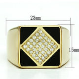 Alamode Gold Brass Ring with AAA Grade CZ in Clear - Alamode