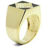 Alamode Gold Brass Ring with AAA Grade CZ in Clear - Alamode