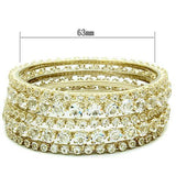 Alamode Gold Brass Bangle with Top Grade Crystal in Clear - Alamode