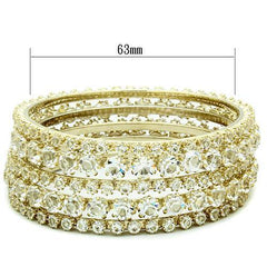 Alamode Gold Brass Bangle with Top Grade Crystal in Clear - Alamode