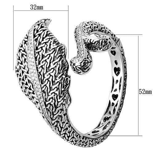 Alamode Rhodium Brass Bangle with AAA Grade CZ in Clear - Alamode - Flyclothing LLC