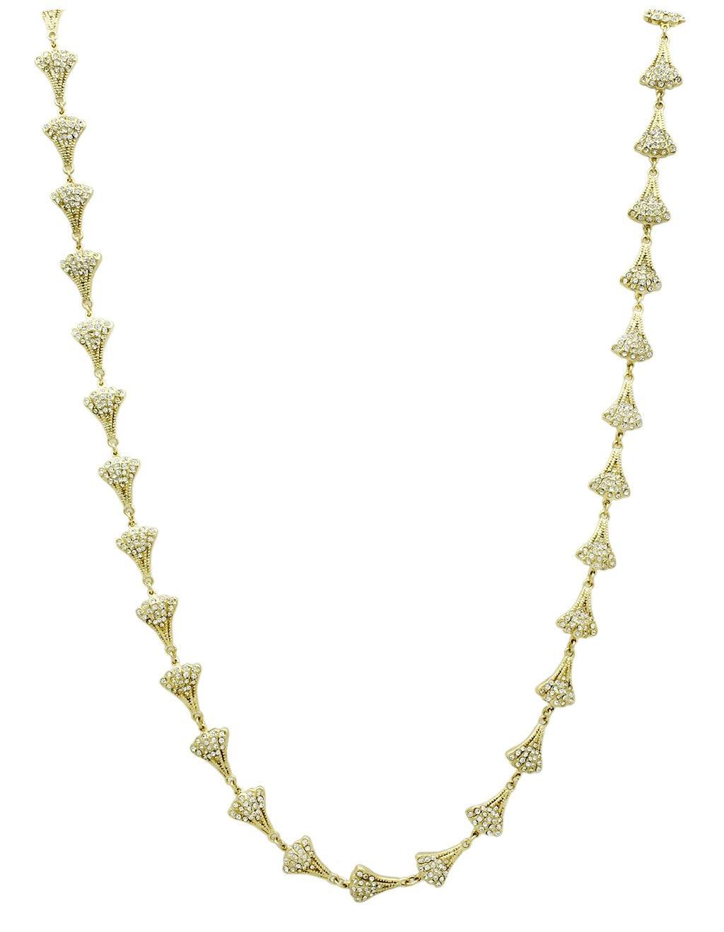 Alamode Gold Brass Necklace with Top Grade Crystal in Clear - Alamode