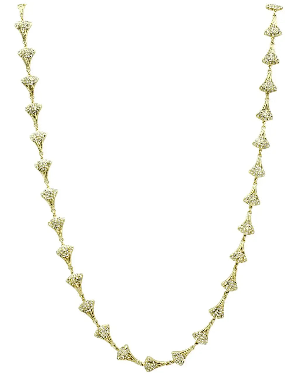 Alamode Gold Brass Necklace with Top Grade Crystal in Clear - Alamode - Flyclothing LLC