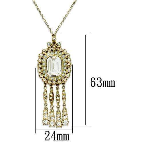 Alamode Gold Brass Necklace with Top Grade Crystal in Clear - Alamode - Flyclothing LLC