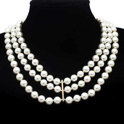Alamode Gold Brass Necklace with Semi-Precious Onyx in Jet - Alamode - Flyclothing LLC