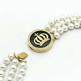 Alamode Gold Brass Necklace with Semi-Precious Onyx in Jet - Alamode - Flyclothing LLC