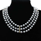 Alamode Gold Brass Necklace with Semi-Precious Onyx in Jet - Alamode - Flyclothing LLC