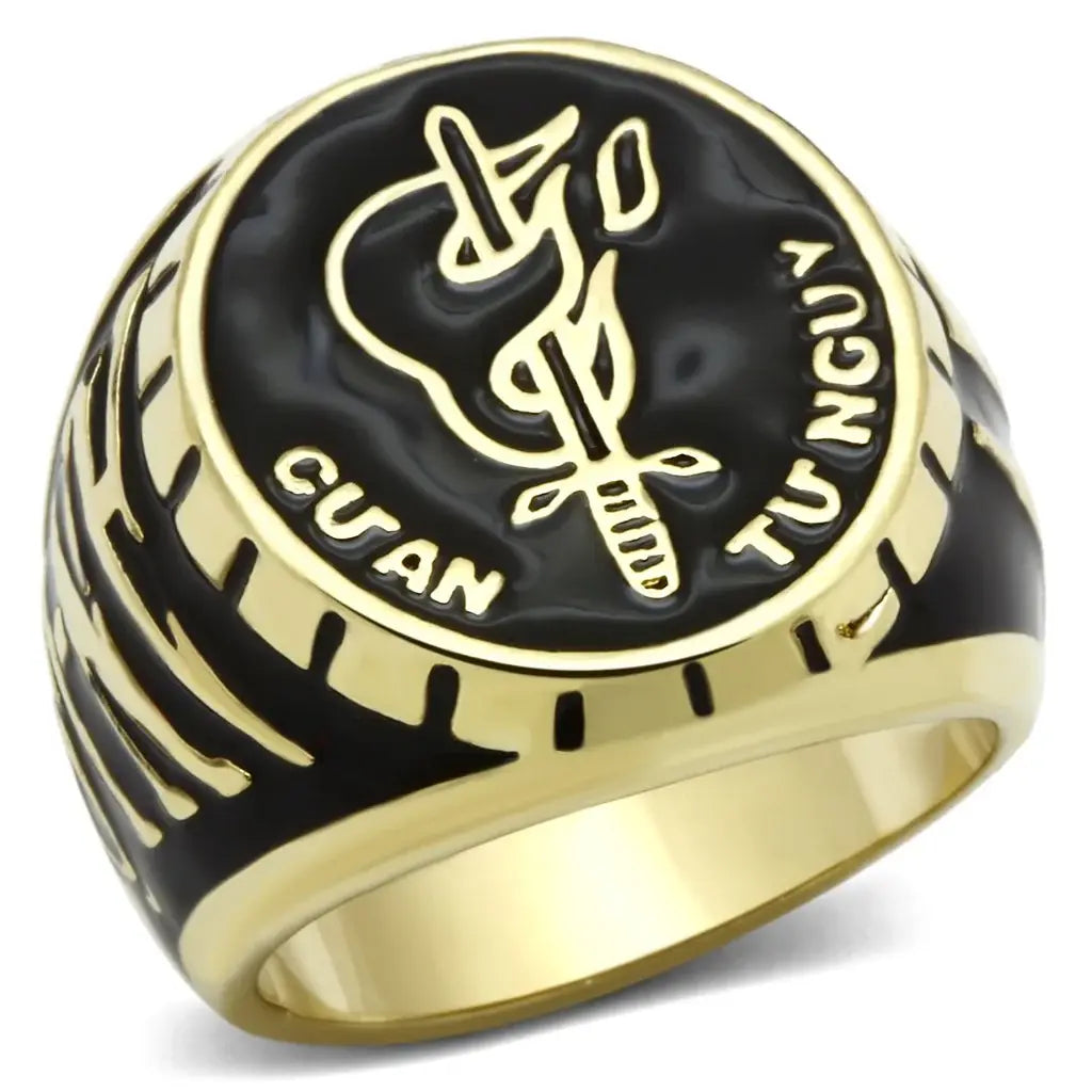 Alamode Gold Brass Ring with Epoxy in No Stone - Alamode - Flyclothing LLC