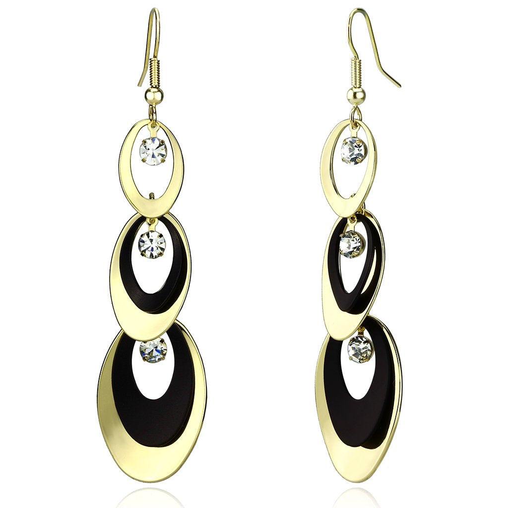 Alamode Gold+Ruthenium Iron Earrings with Top Grade Crystal in Clear - Alamode
