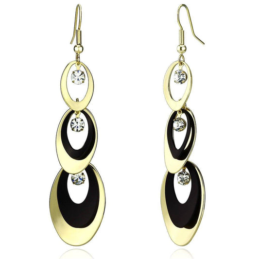 Alamode Gold+Ruthenium Iron Earrings with Top Grade Crystal in Clear - Alamode