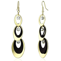 Alamode Gold+Ruthenium Iron Earrings with Top Grade Crystal in Clear - Alamode