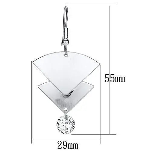 Alamode Matte Rhodium & Rhodium Iron Earrings with AAA Grade CZ in Clear - Alamode - Flyclothing LLC