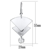 Alamode Matte Rhodium & Rhodium Iron Earrings with AAA Grade CZ in Clear - Alamode