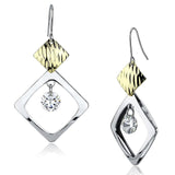 Alamode Gold+Rhodium Iron Earrings with AAA Grade CZ in Clear - Alamode