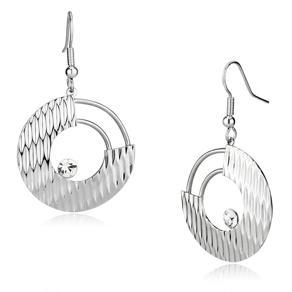 Alamode Rhodium Iron Earrings with Top Grade Crystal in Clear - Alamode - Flyclothing LLC