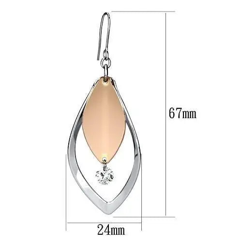 Alamode Rose Gold + Rhodium Iron Earrings with AAA Grade CZ in Clear - Alamode - Flyclothing LLC