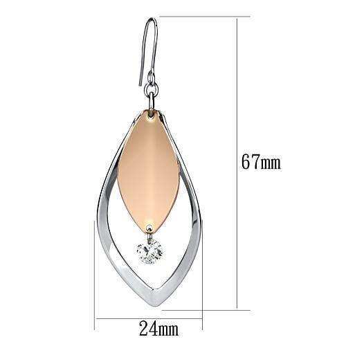 Alamode Rose Gold + Rhodium Iron Earrings with AAA Grade CZ in Clear - Alamode - Flyclothing LLC