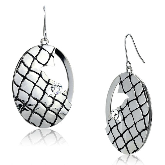 Alamode Rhodium Iron Earrings with Top Grade Crystal in Clear