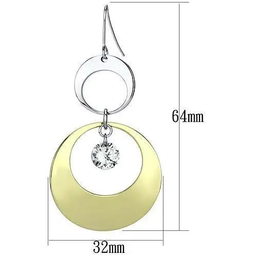 Alamode Gold+Rhodium Iron Earrings with AAA Grade CZ in Clear - Alamode - Flyclothing LLC