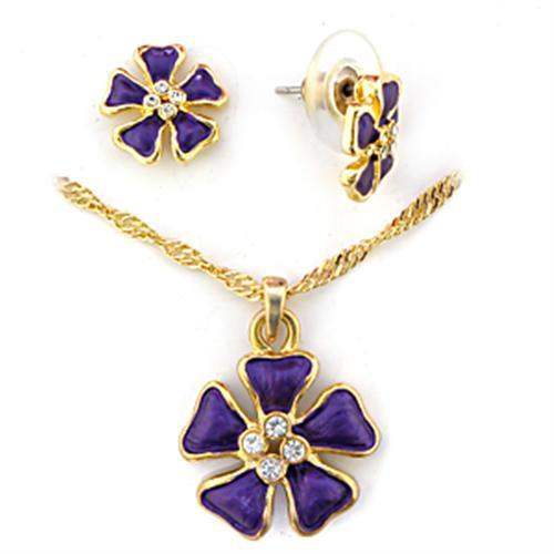 Alamode Gold White Metal Jewelry Sets with Top Grade Crystal in Clear - Alamode - Flyclothing LLC