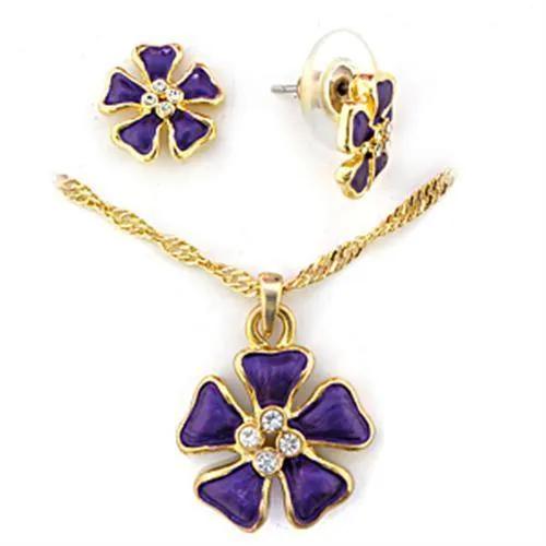 Alamode Gold White Metal Jewelry Sets with Top Grade Crystal in Clear - Alamode