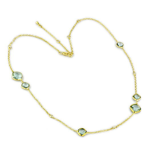 Alamode Gold Brass Necklace with Synthetic Synthetic Glass in Emerald