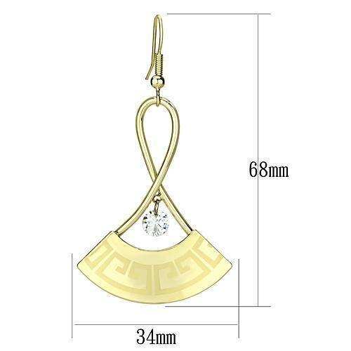 Alamode Gold Iron Earrings with AAA Grade CZ in Clear - Alamode - Flyclothing LLC