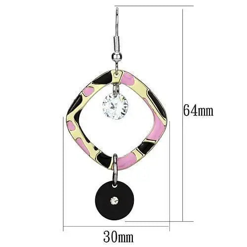 Alamode Special Color Iron Earrings with AAA Grade CZ in Clear - Alamode - Flyclothing LLC