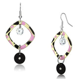 Alamode Special Color Iron Earrings with AAA Grade CZ in Clear - Alamode - Flyclothing LLC