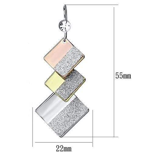 Alamode Rhodium + Gold + Rose Gold Iron Earrings with Top Grade Crystal in Clear - Alamode - Flyclothing LLC