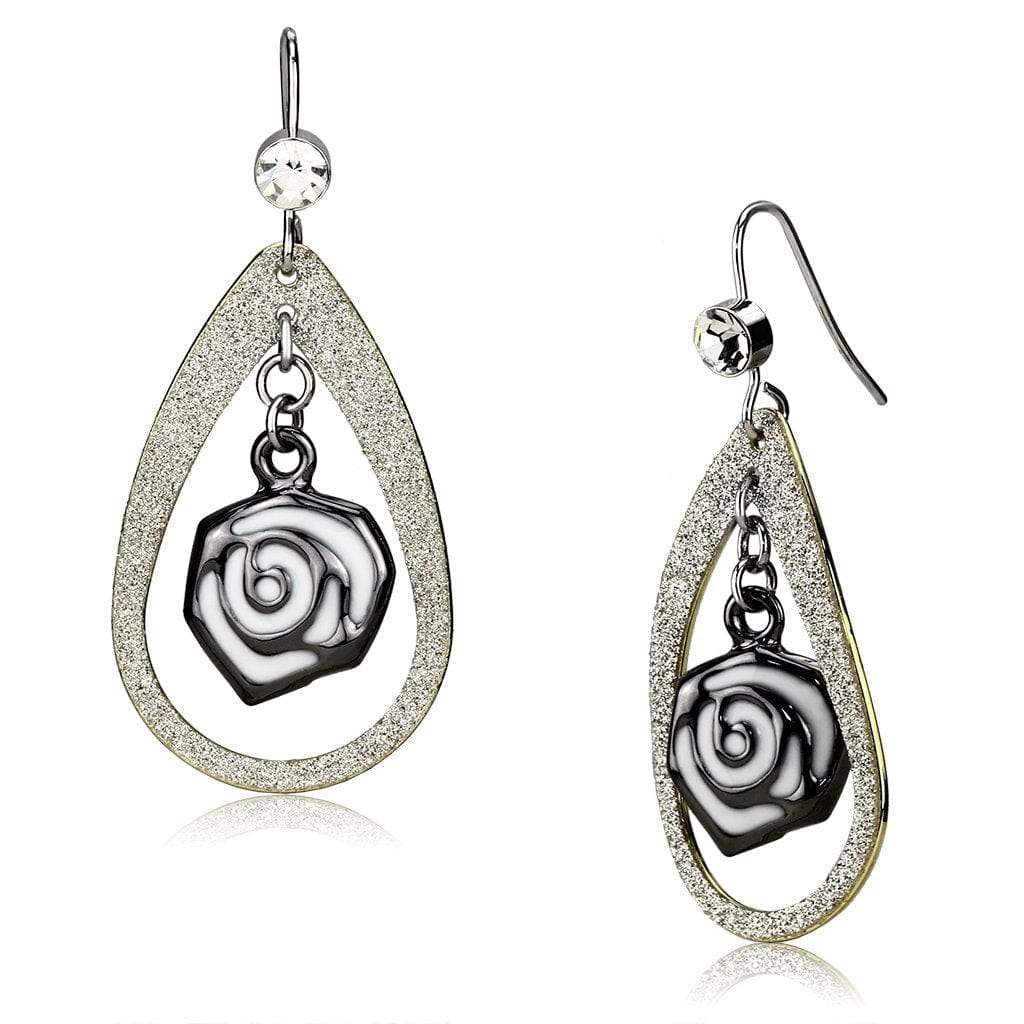 Alamode Special Color Iron Earrings with Top Grade Crystal in Clear - Alamode - Flyclothing LLC