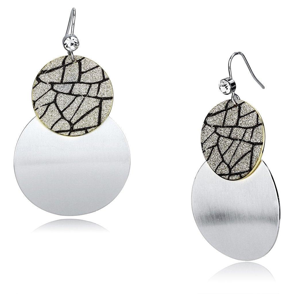 Alamode Gold+Rhodium Iron Earrings with Top Grade Crystal in Clear - Alamode