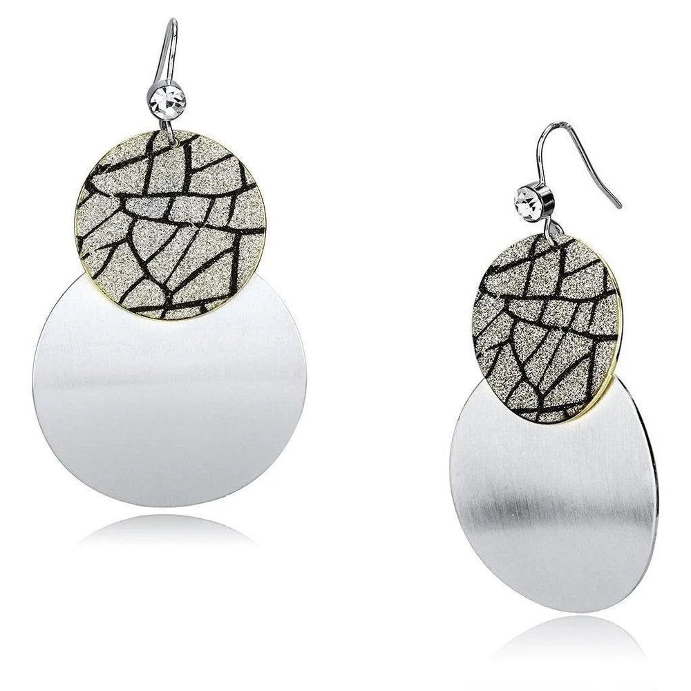 Alamode Gold+Rhodium Iron Earrings with Top Grade Crystal in Clear - Alamode