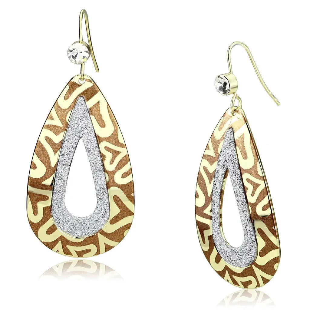 Alamode Gold Iron Earrings with Top Grade Crystal in Clear - Alamode - Flyclothing LLC