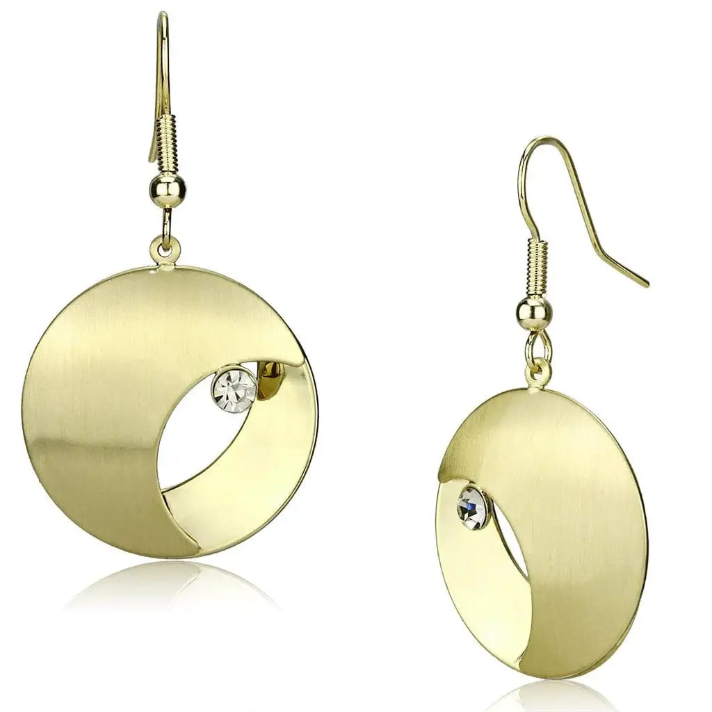 Alamode Matte Gold & Gold Iron Earrings with Top Grade Crystal in Clear - Alamode - Flyclothing LLC