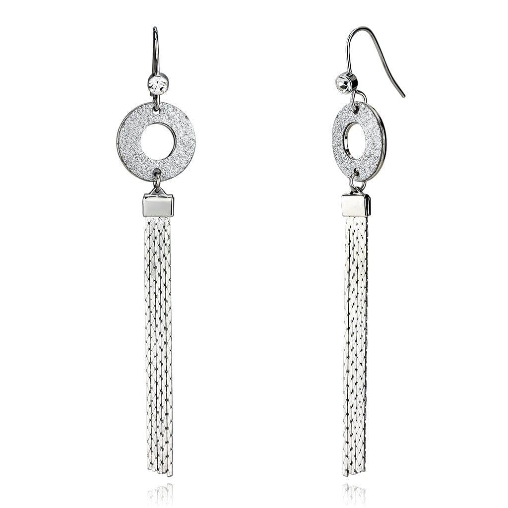 Alamode Rhodium Iron Earrings with Top Grade Crystal in Clear - Alamode