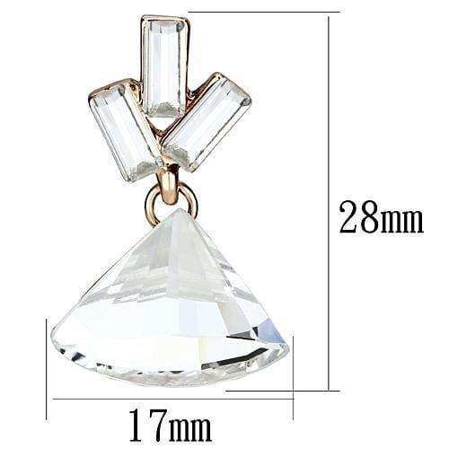 Alamode Rose Gold Iron Earrings with Top Grade Crystal in Clear - Alamode - Flyclothing LLC