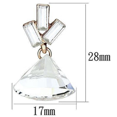 Alamode Rose Gold Iron Earrings with Top Grade Crystal in Clear - Alamode