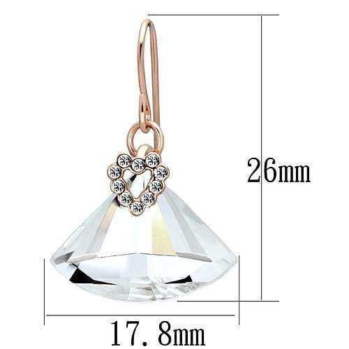 Alamode Rose Gold Iron Earrings with Top Grade Crystal in Clear - Alamode - Flyclothing LLC