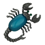 Alamode Ruthenium White Metal Brooches with Synthetic Synthetic Stone in Capri Blue - Alamode