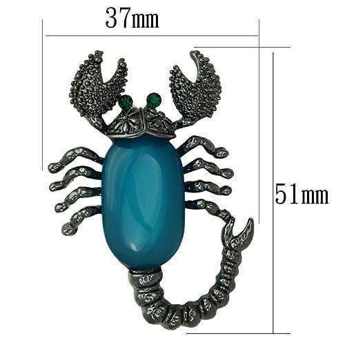 Alamode Ruthenium White Metal Brooches with Synthetic Synthetic Stone in Capri Blue - Alamode - Flyclothing LLC